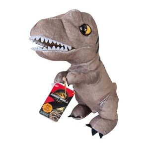 Jurassic World Rebirth Roarin T-Rex Plush Brown Just Play Roars and Moves 11"